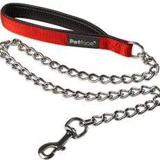 Padded Nylon Chain Lead Large Short Red