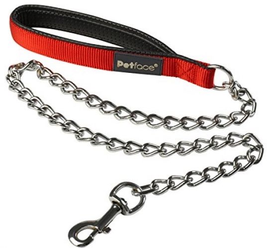 Padded Nylon Chain Lead Large Short Red