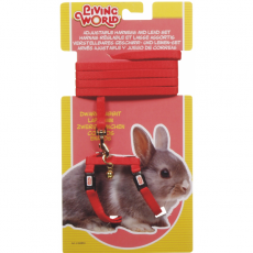 Living World Dwarf Rabbit Harness & Lead Set Red