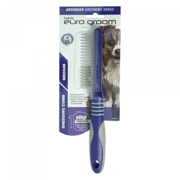 EUG09 Euro Groom Dog Shedding Comb Medium